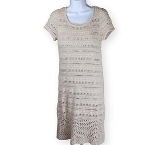 Daisy Fuentes Beige Knit Crochet Shift Dress M